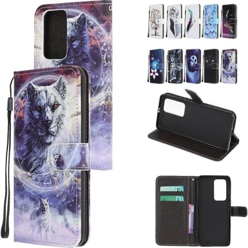 Wallet Card Slot Cute Painted Leather Case For Huawei P40 Pro P Smart S Honor 10X 9X Lite Nova 7i 6SE Y8P Y7P Y7A Y6P Y5P Cases