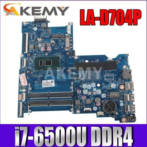 Akemy Laptop motherboard For HP Pavillion 15-AY 250 G5 Core i7-6500U Mainboard BDL50 LA-D704P 854934-001 854934-501 DDR4