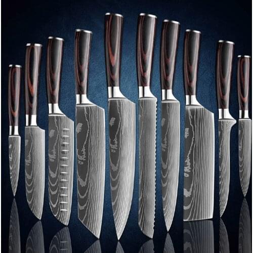 2/4/6/8/10 PCS Kitchen Knives Set Chef Knife Carbon Stainless Steel Santoku Sharp Cleaver Slicing Knife Kitche Gift