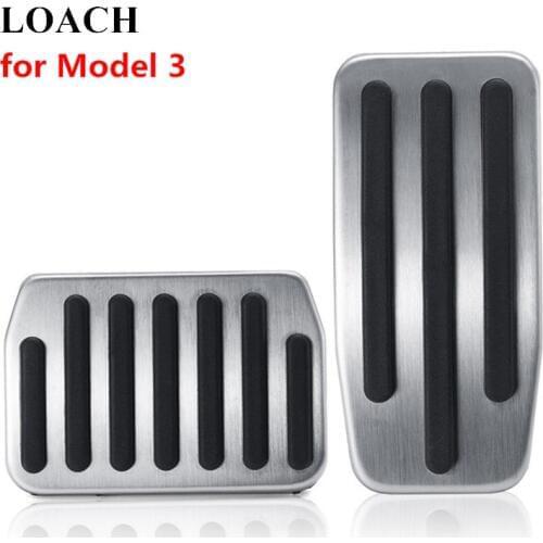 Car Pedal Pads for Tesla Model 3 2018 2019 Anti-Slip Aluminium Alloy Gas Accelerator Stop Interior Fuel Brake Pedals Cover Trim