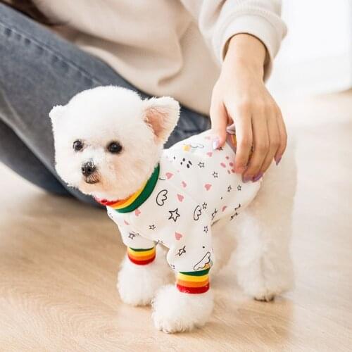 New Early Autumn Puppy Clothes Teddy Bear Bomei Rainbow Allover Printed Sweater Thin Cat Pet Clothing