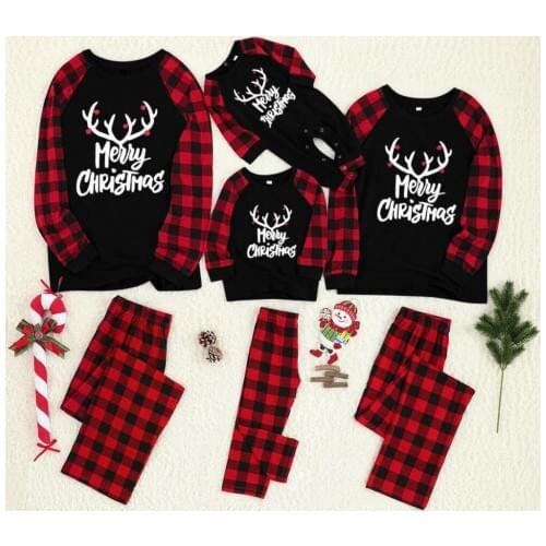 New Family Christmas Matching Pajamas Set Xmas Adults Kids Baby Pyjamas Elk Deer Family Matching Outfits Family Sleepwear