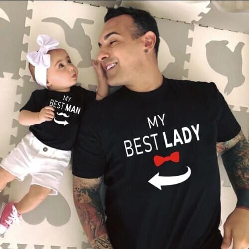My Best Lady/Man Family Matching Clothes Daddy Kids T-shirt Baby Bodysuit Family Look Father Daughter Clothes Fathers Day Gift