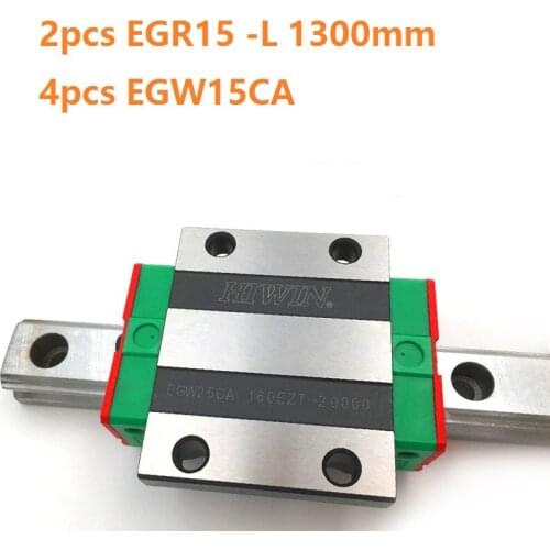 2pcs origial Hiwin rail EGR15 -L 1300mm linear guide + 4pcs EGW15CA flanged carriage blocks for CNC router