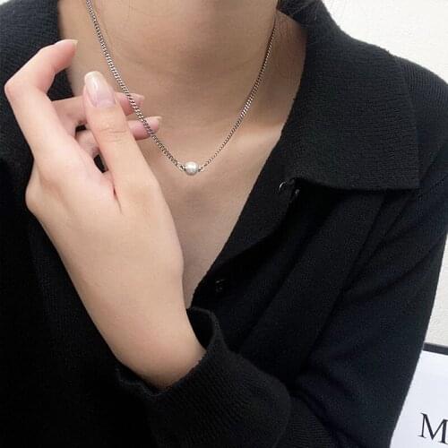 Genuine 925 Sterling Silver Vintage Pearl Choker Necklaces Retro Jewelry for Women