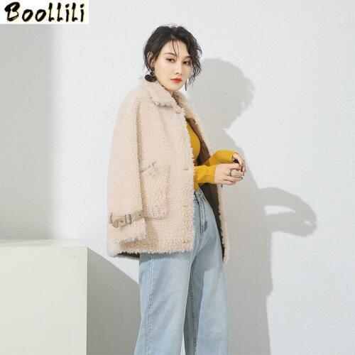Boollili Sheep Shearing Real Fur Coat 100% Wool Jacket Women Clothes 2020 Autumn Winter Coat Women Korean Fashion Fur Tops