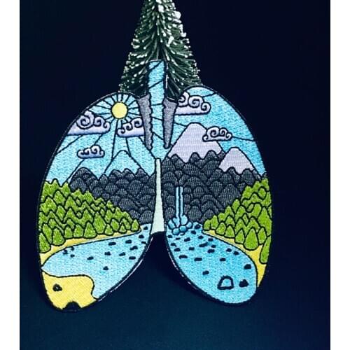 Lung Patch Scenery Embroidered Patches For Clothing LGBT Iron On Patches On Clothes Punk/Banana Patch Cute Bottle Stripe Space