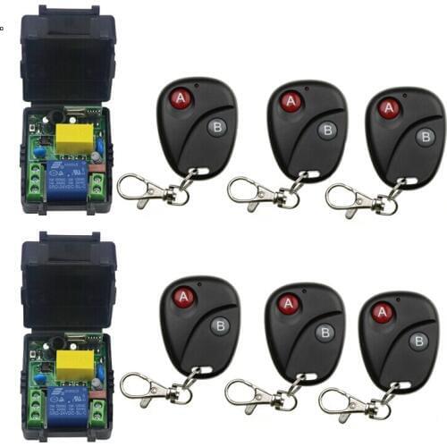 AC 220 v 1 ch wireless remote control switch 2*receiver +6 * transmitter light Household electrical power supply on/off