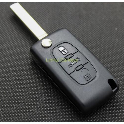 PINECONE Key Case for Citroen Car Key 3 Buttons Remote Key Modified Blank Key Shell Cover 1 Pc VA2 Blade With Battery Holder