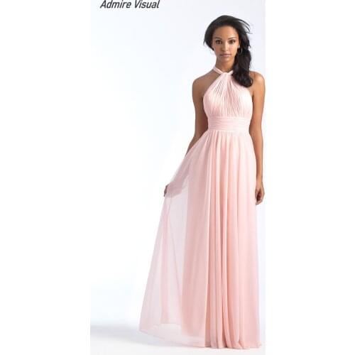 Bridesmaid-Dresses A-Line Ever Honor Wedding Halter Neckline Floor-Length Sleevesless Plus Size Vestido-De-Fiesta