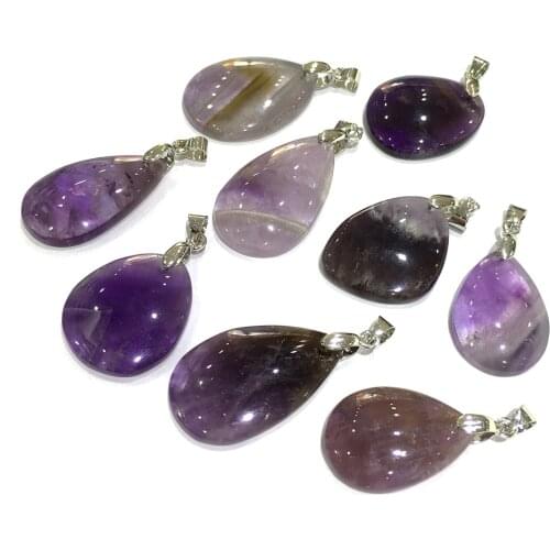 Natural Stone Pendants & Necklace Fashion New Natural Charms Pendants for Jewelry Making Stainless Steel/ Leather Chain45cm