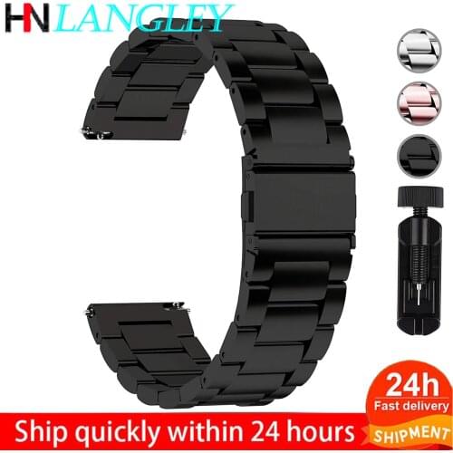 LANGLEY Quick Release Watch Band Stainless Steel Watch Strap 14mm 16mm 18mm 19mm 20mm 22mm 24mm WristStrap Men Women Watchband