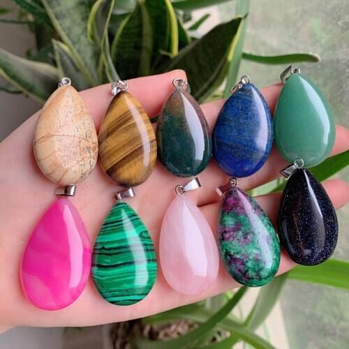 Reiki Healing Big Size Agates Malachite Lapis Crystal Natural Rubies Zoisite Quartz Stone Pendant Jewelry for Necklace Key Chain