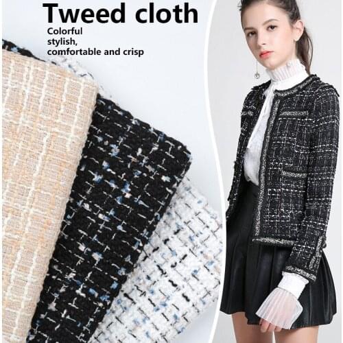 Woolen woven Tweed plaid Fabric fiber new skirt,Outerwear,garment hand-made DIY fabric dress in autumn winter Tweed plaid cloth