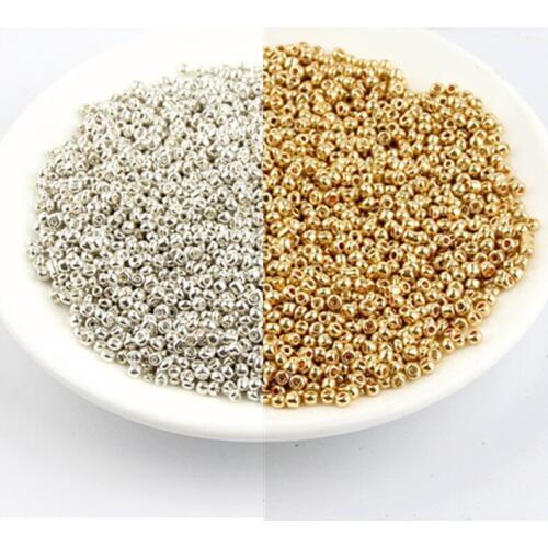 3000pcs/lot Gold/Silver Color Glass Spacer Beads Czech Seeds Beads For Jewelry Making Findings Necklace Diy Accessories 2mm