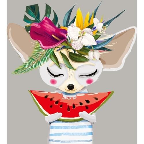 Boho Fox Stickers On Clothes Thermal Transfer Garment Stripe Diy A-Level Washable Watermelon Patches Summer T-Shirt Patch