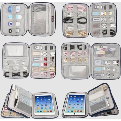 BUBM Data Line storage Bag U Disk Charging Bag Multifunctional Waterproof and Scratch-proof Double Layer Handbag