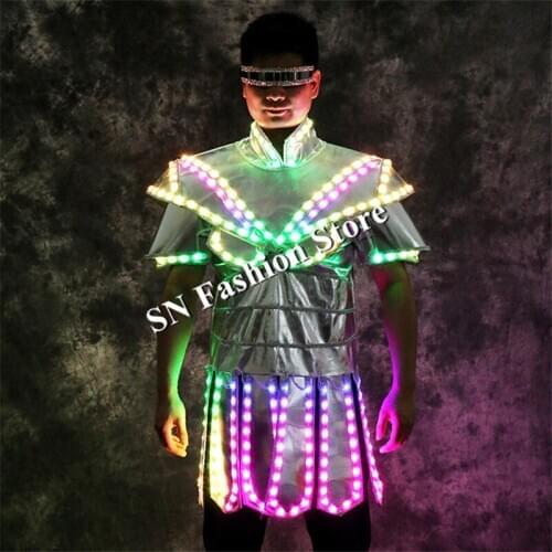 LZ12 Ballroom dance led costumes luminous light mens robot dance suit bar dj suit singer stage wears clothing led party show led