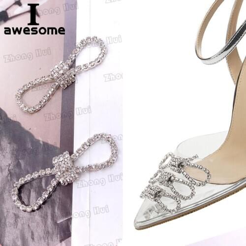 Shining Rhineston Bowtie Bow-knot Bridal Wedding Party Shoes Accessories For high Heels Flats Slipper Shoe Decorations flower
