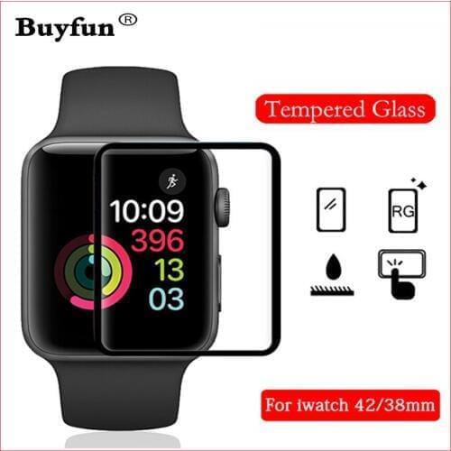 For iWatch Plating Tempered Glass For Apple 38mm 42mm Series 2 1 Full Cover 3D Curved Black Edge Screen Protector Film Glass
