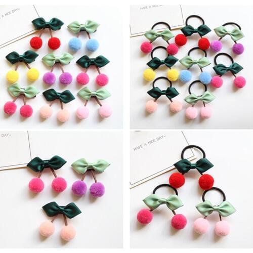 10pcs/lot Sweet Cherry Barrette Bow Hairpins Fruit Leaf Hair Clip Kids Pom Pom Ball Hair Rope Hair Accessories for Girl Headwear