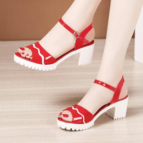 Plus Size 32-43 Block Heel Sandals Women Shoes 2021 Summer High Heels Sandals Ladies Platform Sandals OL Office Sandal Shoes