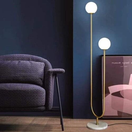 Gold Floor Lamp Modern E27 Glass Floor Lamps Standing Light Glass Shade Marble Base Standing Lamp Corner Light Reading Light