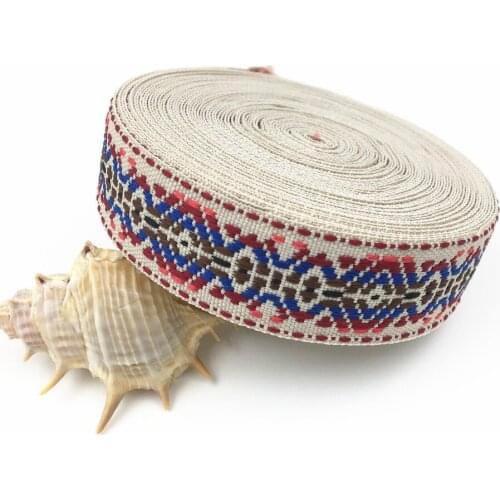 10Yards 24mm 1" Woven Jacquard Ribbon Sewing Hat Curtain Clothing Ornaments Party Accessory Muticolor Pattern Printing Ribbon