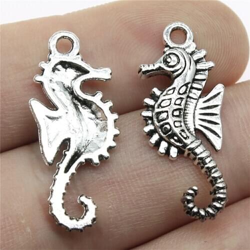 10pcs 29x12mm 2 Colors Antique Bronze Plated Hippocampal Pendant Sea Horse Pendant Hippocampal Charm