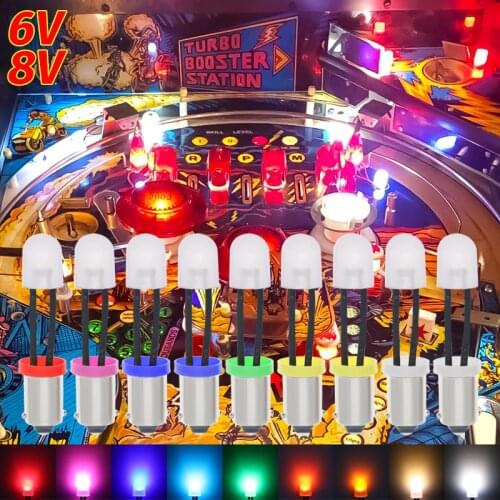 10pcs BA9S T4W #44 #47 Base With Frosted Len Various Colour Available Non polarity AC DC 6V 6.3V Pinball Game Machine Led Lamps