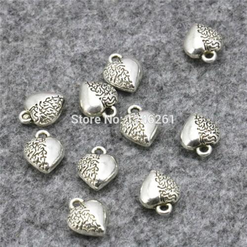 10PCS Hot Sale Heart-Shaped Finding Lucky Pendant Copper Accessory Ornaments Alloy Jewelry Making Women Girl Gifts Crafts 9x12mm