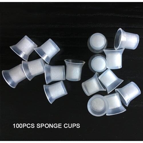 100pcs Disposable Tattoo Ink Cup Pigment Caps with Sponge Microblading Accesories Tattoo Tool Holder Permanent Makeup Eyebrow 3D
