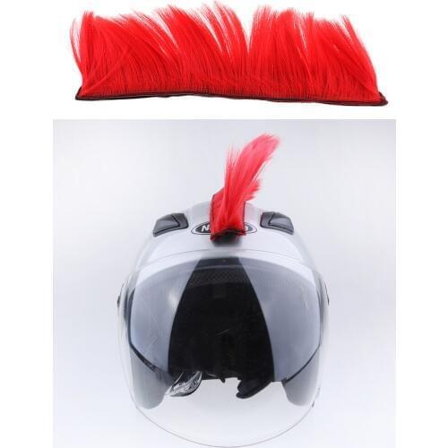 2 Pieces Motorcycle Skinhead Wig Punk Helmet Mohawk Wig Adhesive Mohawk Hair Stylish Blue+Red Medieval Helmet Hat