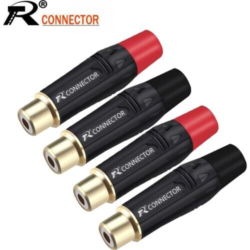2PCS RCA Audio And Video Jack Connector RCA Female Lotus Jack Black Plating Electrophoresis With Gold Plated Head