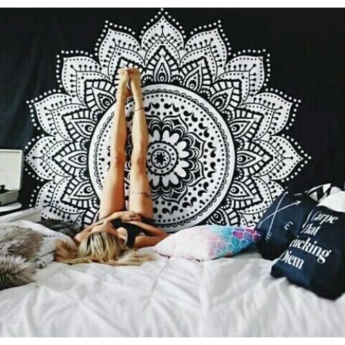 200*150cm Yin Yang Printed Lotus Tapestry Bohemia Mandala Tapestry Wall Hanging Wall Decoration Hippie Tapestry Beach Yoga Mat