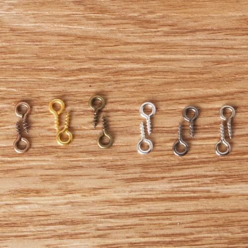 4x9mm 200pcs Jewelry Screw Eye Pins Bail Findings For Pendant Top Drilled Imitation Rhodium Iron Pendant Clasps DIY