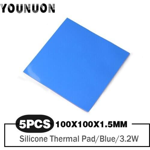 5 Pieces 100x100x1.5mm Computer GPU CPU Heatsink Cooling Conductive Silicone Thermal Pad