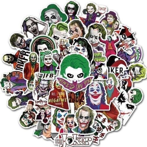 50PCS/lot Super Movie Anime Cartoon Joker Sticker Waterproof for Luggage Skateboard Motorcycle Bicycle Car Stickers