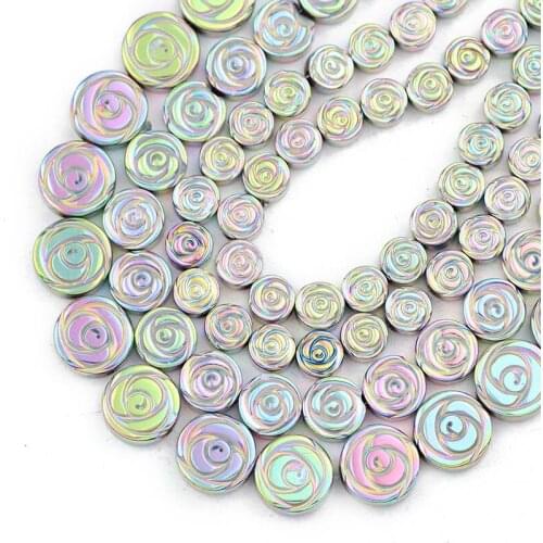 Natural Stone Flower Shape Hematite Spacers Beads 6/8/10MM Light Purple Loose Beads For Jewelry Making Diy Bracelet Accessories