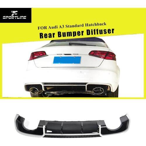 Black FRP Car Racing Rear Diffuser Lip Spoiler for Audi A3 Standard Sedan Hatchback 2014 - 2016 4 Door 8V Non Sline Four outlet