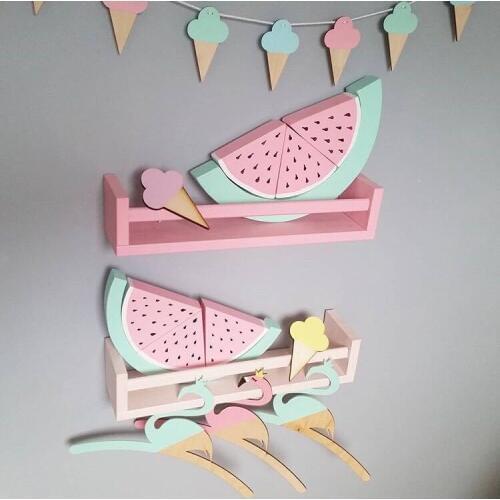 Wooden Watermelon Nordic style Kids Room Decor Scandiniavian Children Room Decor For Girl Room Nice Decor For Baby Room Wall