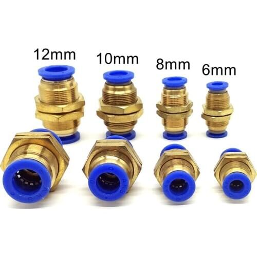 PM-6 PM-8 PM-10 PM-12 Quick Joint Connecting Pneumatic Air Tubing Fittings 6mm 8mm 10mm 12mm Bulkhead Straight Union