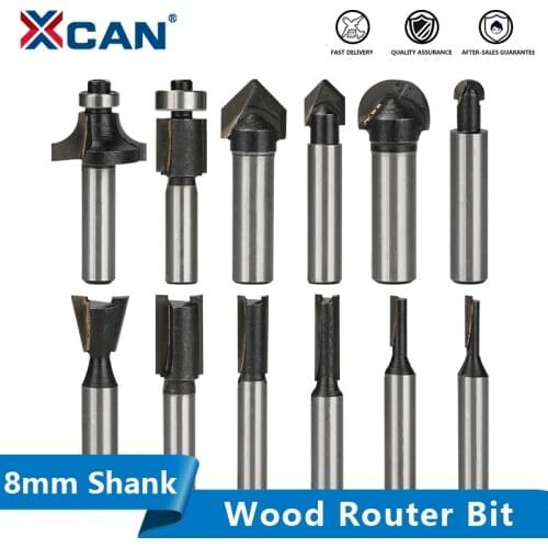 XCAN Wood Milling Cutter 8mm Shank Router Bit for Wood Flush Trim,Straight End Mill,Corner Round Over Bit Milling Cutter