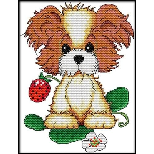 Joy Sunday Counted Cross Stitch Cross Stitch Stamped 14ct Embroidery Needlework Sets Puppy Dog Patterns Printed Cross Stitch Kit