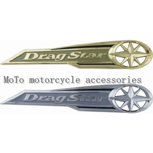 Classic Chrome Dragstar Gas Tank Badge Emblem Drag Star Decal Stickers for Yamaha Vstar XVS XV 400 650 Silver Gold