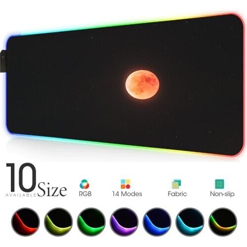 Moon RGB Mouse Pad Black Gamer Accessories Large LED MousePad XL Gaming Desk Mats 90x40cm/80x30cm PC Desk Play Mat with Backlit