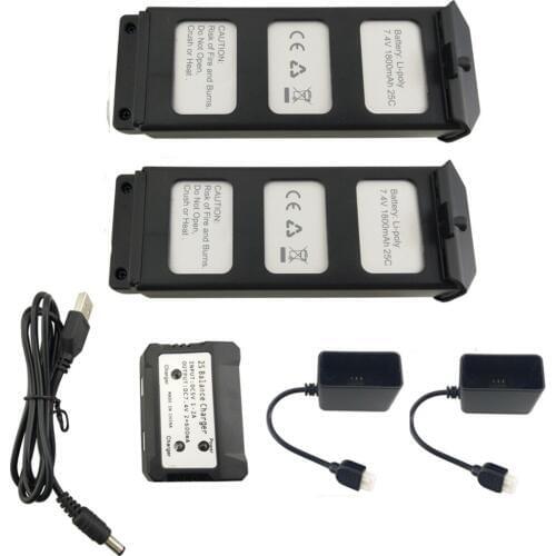 2pcs 7.4V 1800mAh Lithium Battery With 2 In 1 Charger For MJX B5W Bugs 5W Brushless Quadcopter Drone Spare Parts