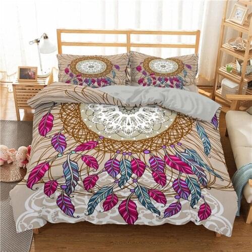 Dream Catcher Mandala 3D Print Duvet Cover Set Bedding Sets Bohemia Feather Home Textile Queen King Size Bedspread Adults Luxury