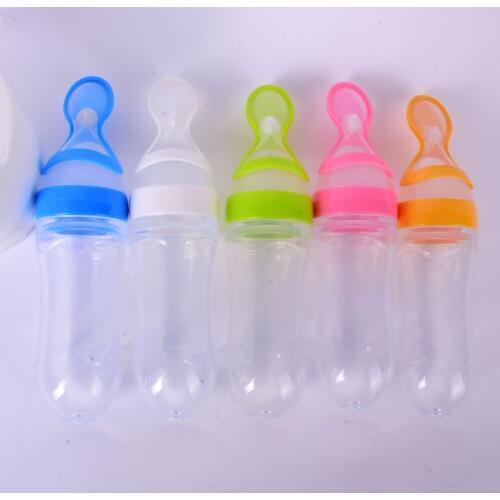 Infant Silica Gel With Food Baby Spoon Bottle Cereal Feeding Rice Material Supplement Safe