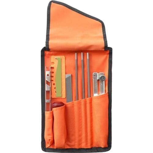 10Pcs Chainsaw Sharpener File Kit,Wood Handle,Files,Depth Gauge,Round Files,Filing Guide for Sharpening Chain Saw Blades